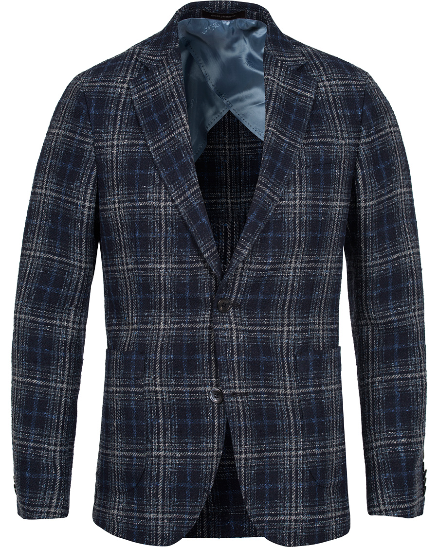 Hombres | Blazers | Oscar Jacobson | Einar Big Check Patch Pocket Blazer Blue