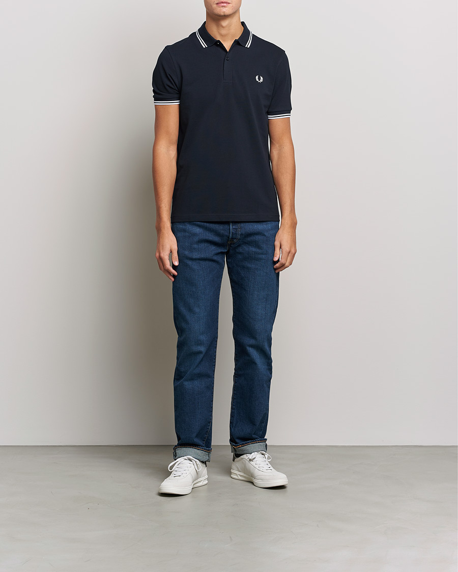 Hombres | Polos | Fred Perry | Twin Tipped Polo Shirt Navy/White
