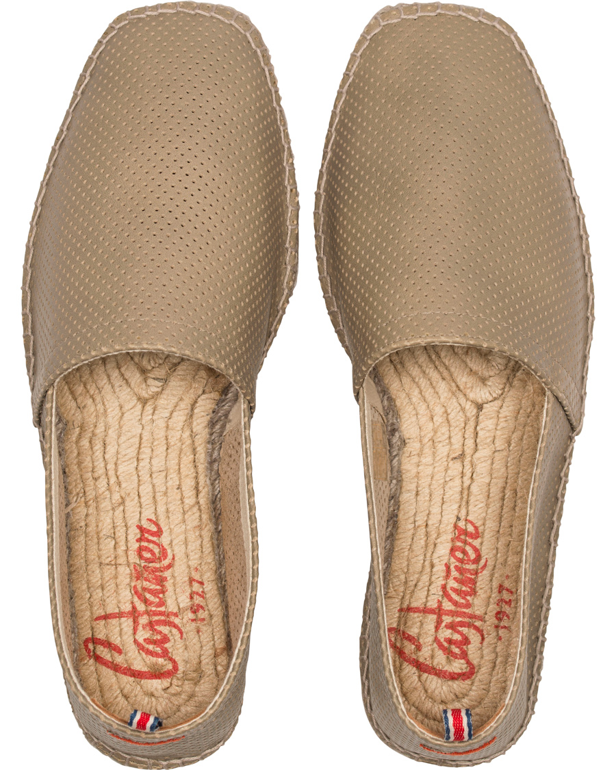 Hombres | Castañer Pablo Perforated Nappa Leather Espadrilles Piedra | Castañer | Pablo Perforated Nappa Leather Espadrilles Piedra