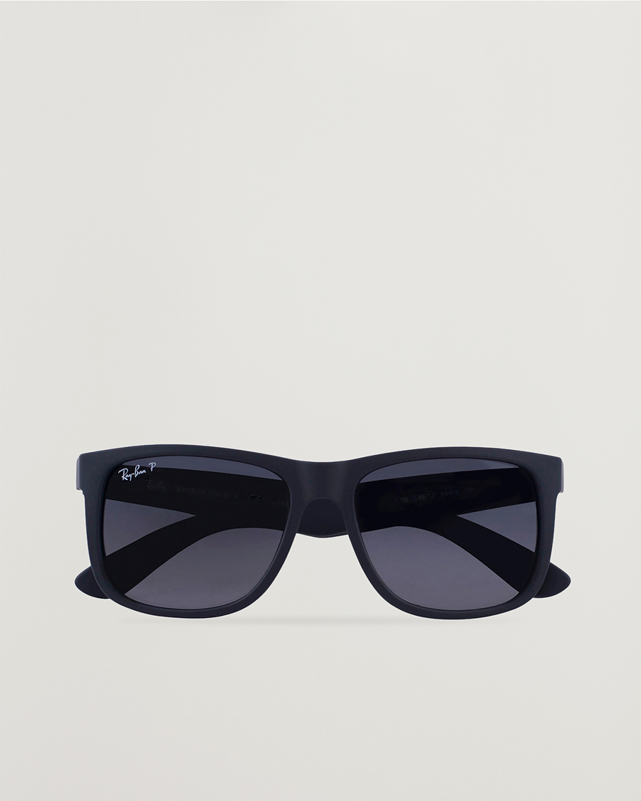 Hombres | Gafas de sol | Ray-Ban | 0RB4165 Justin Polarized Wayfarer Sunglasses Black/Grey