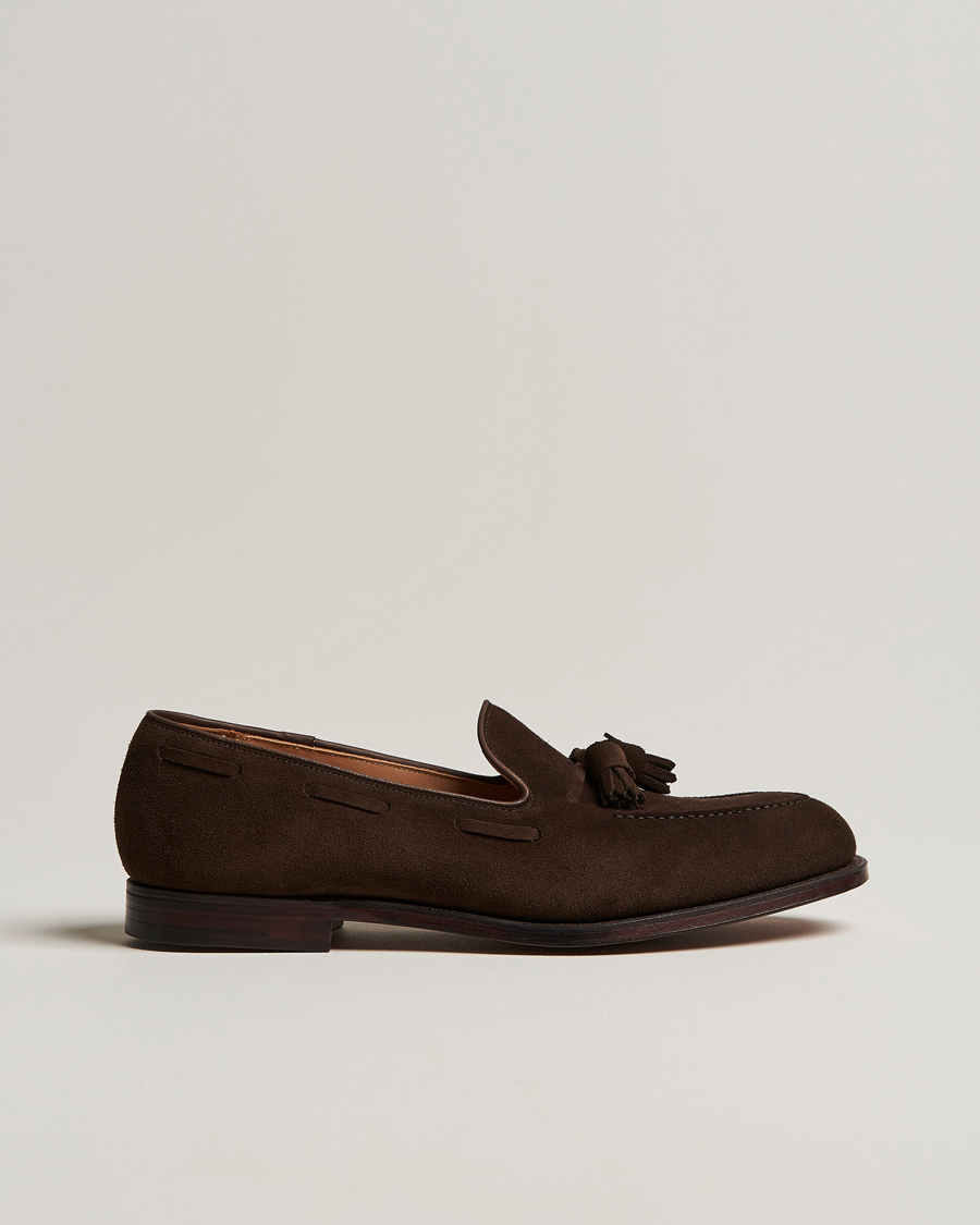 Hombres | Mocasines | Crockett & Jones | Cavendish Tassel Loafer Dark Brown Suede