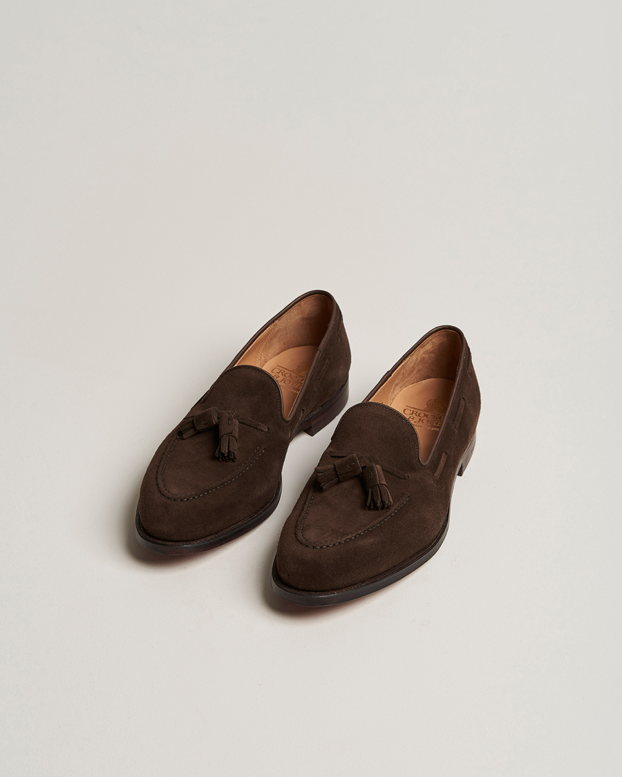 Hombres | Mocasines | Crockett & Jones | Cavendish Tassel Loafer Dark Brown Suede