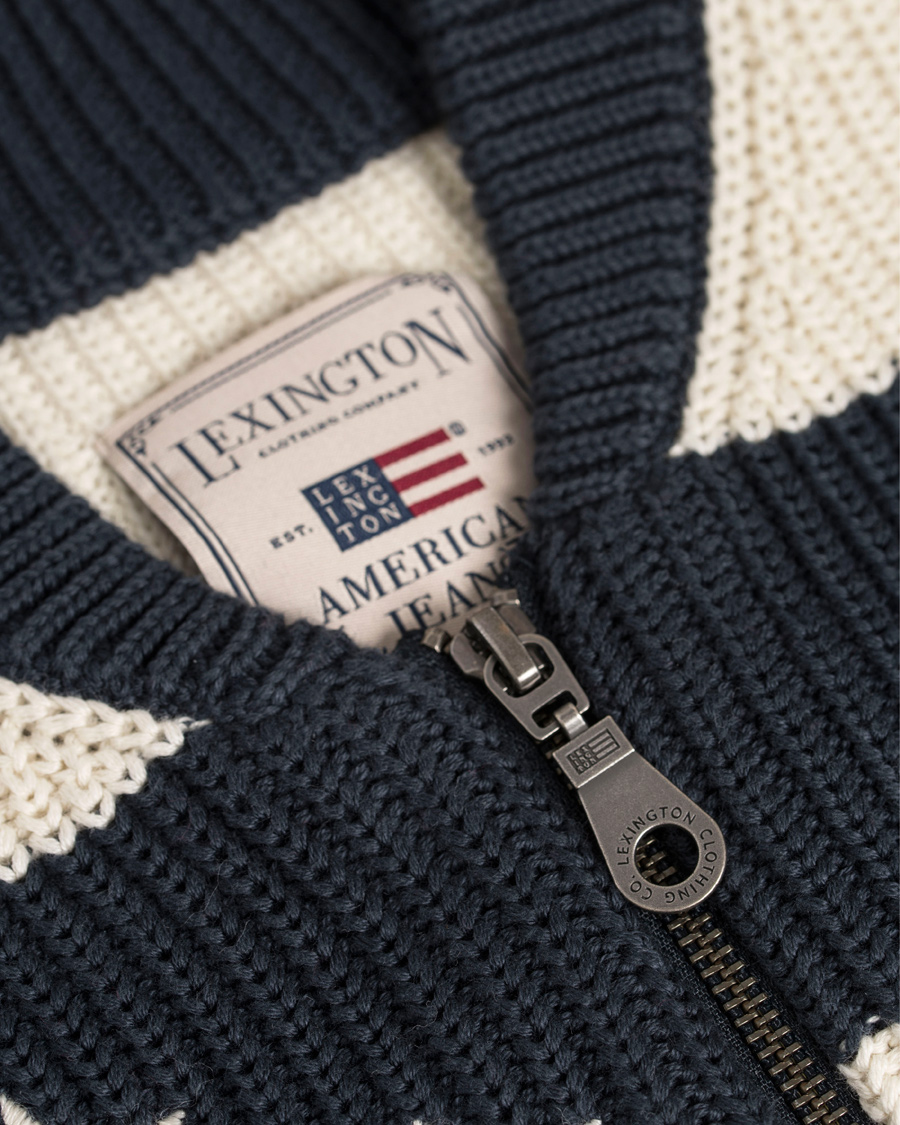 Hombres | Jerséis y prendas de punto | Lexington | Jaidon Zip Through Sweater Blue/Red/White Stripe