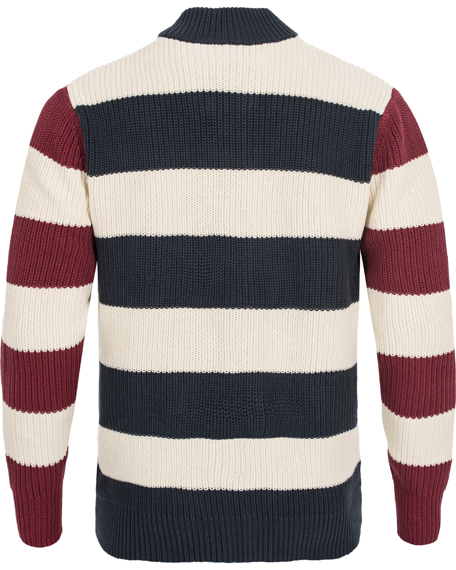 Hombres | Jerséis y prendas de punto | Lexington | Jaidon Zip Through Sweater Blue/Red/White Stripe