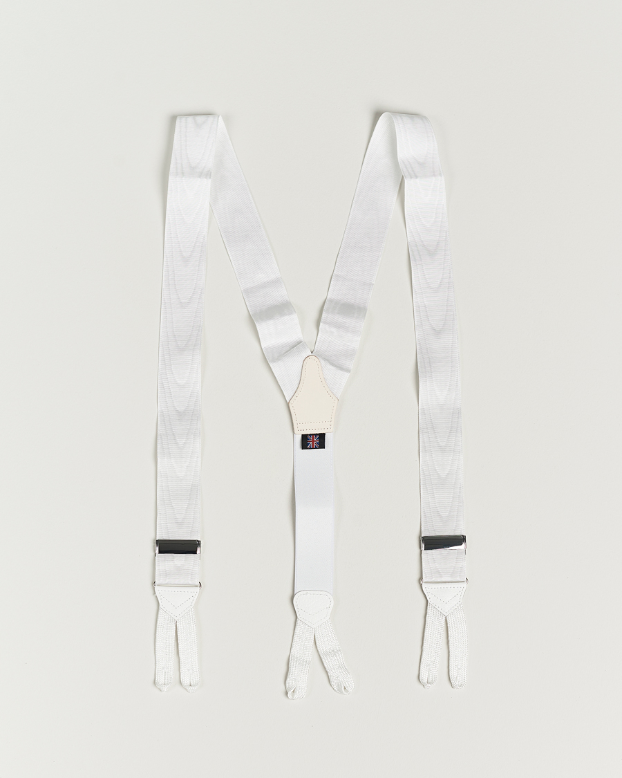 Hombres | Albert Thurston Moiré Braces 40mm White | Albert Thurston | Moiré Braces 40mm White