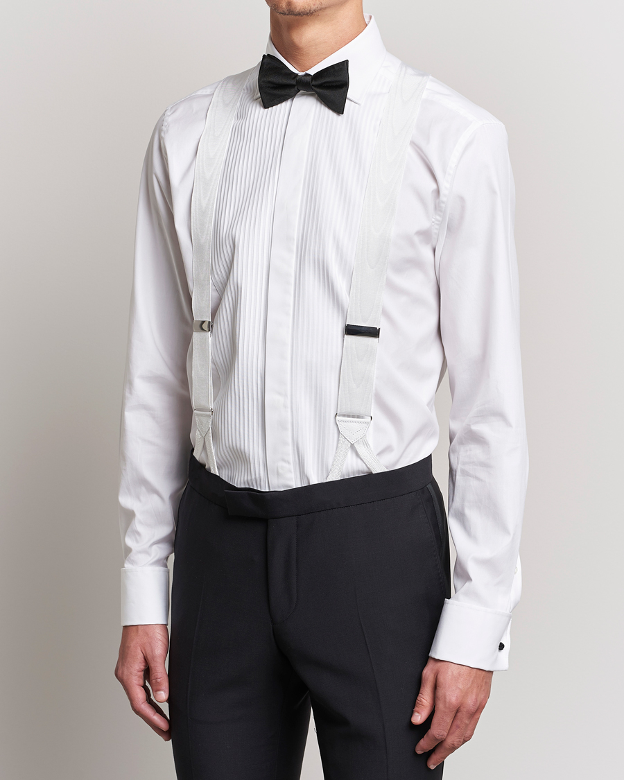 Hombres | Albert Thurston Moiré Braces 40mm White | Albert Thurston | Moiré Braces 40mm White