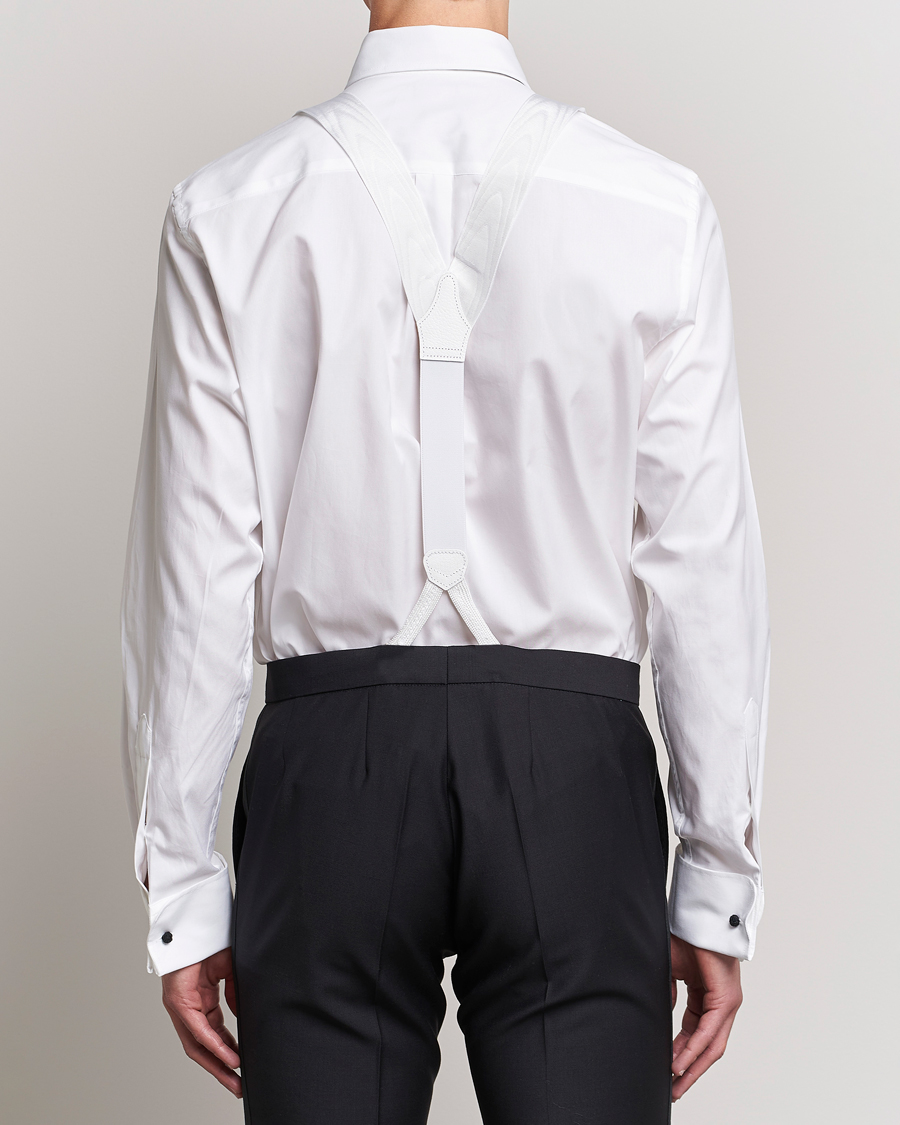 Hombres | Albert Thurston Moiré Braces 40mm White | Albert Thurston | Moiré Braces 40mm White
