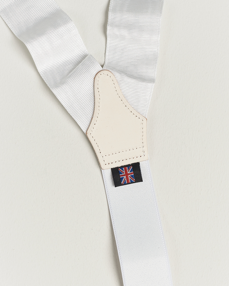 Hombres | Albert Thurston Moiré Braces 40mm White | Albert Thurston | Moiré Braces 40mm White
