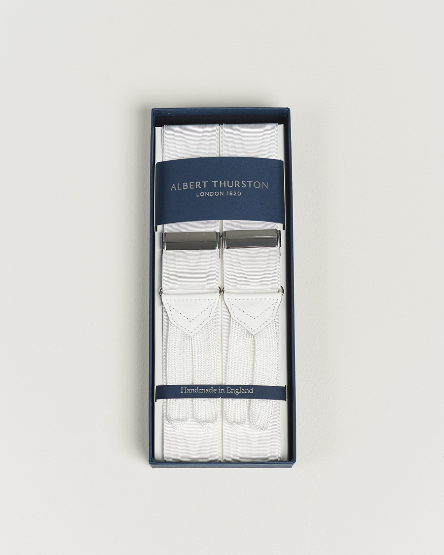 Hombres | Albert Thurston Moiré Braces 40mm White | Albert Thurston | Moiré Braces 40mm White