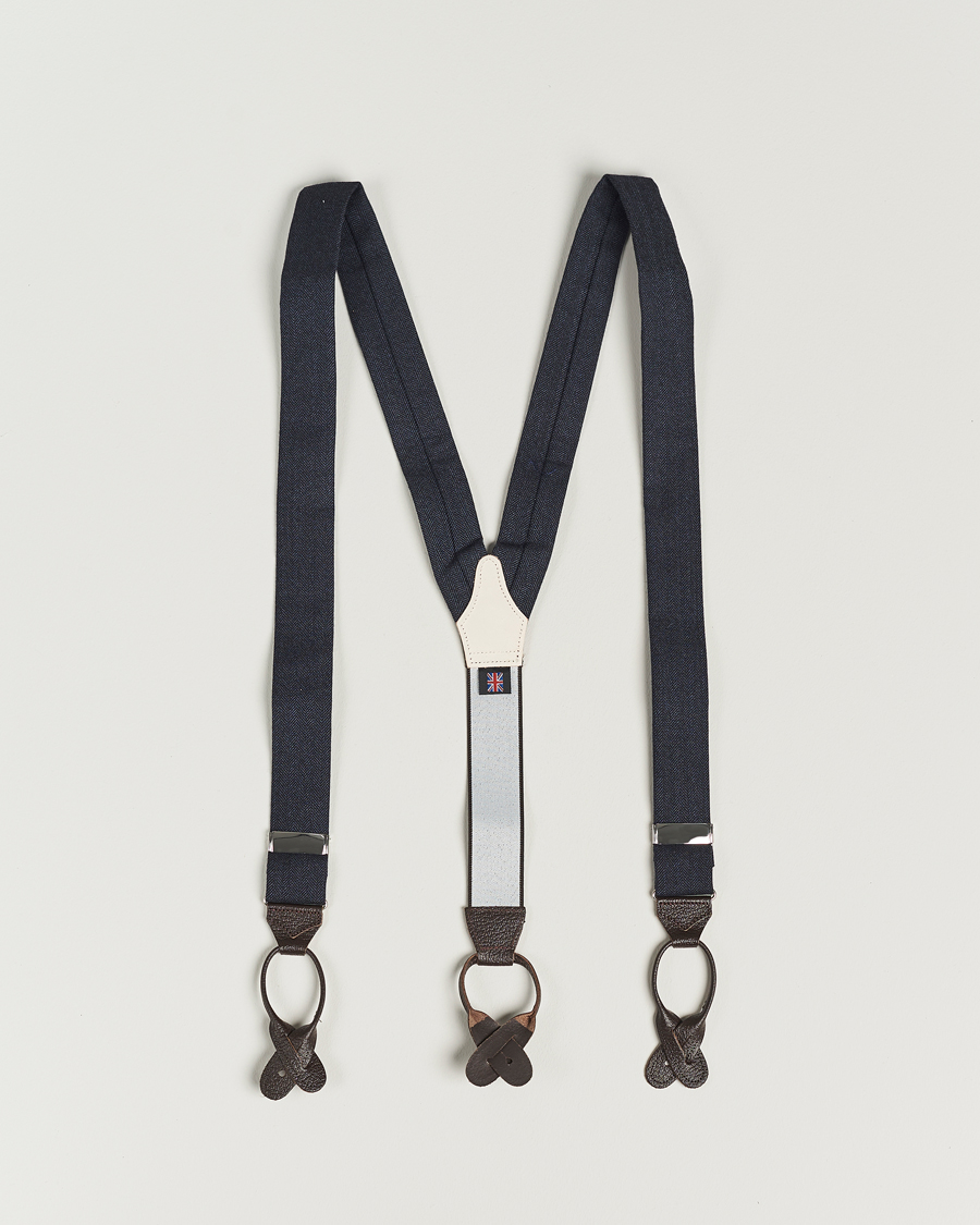 Hombres | Tirantes | Albert Thurston | Herringbone Braces 40mm Dark Blue