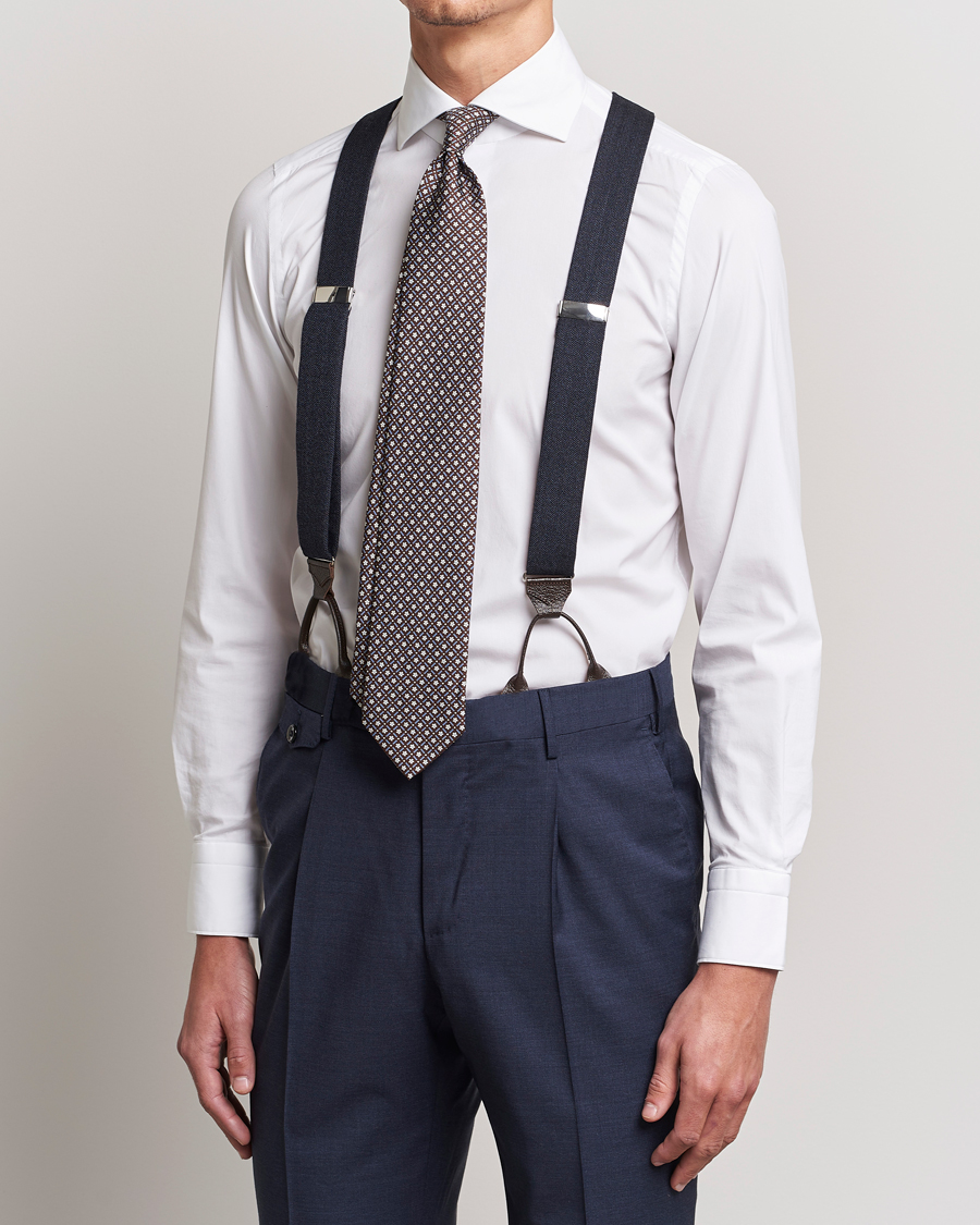 Hombres | Tirantes | Albert Thurston | Herringbone Braces 40mm Dark Blue