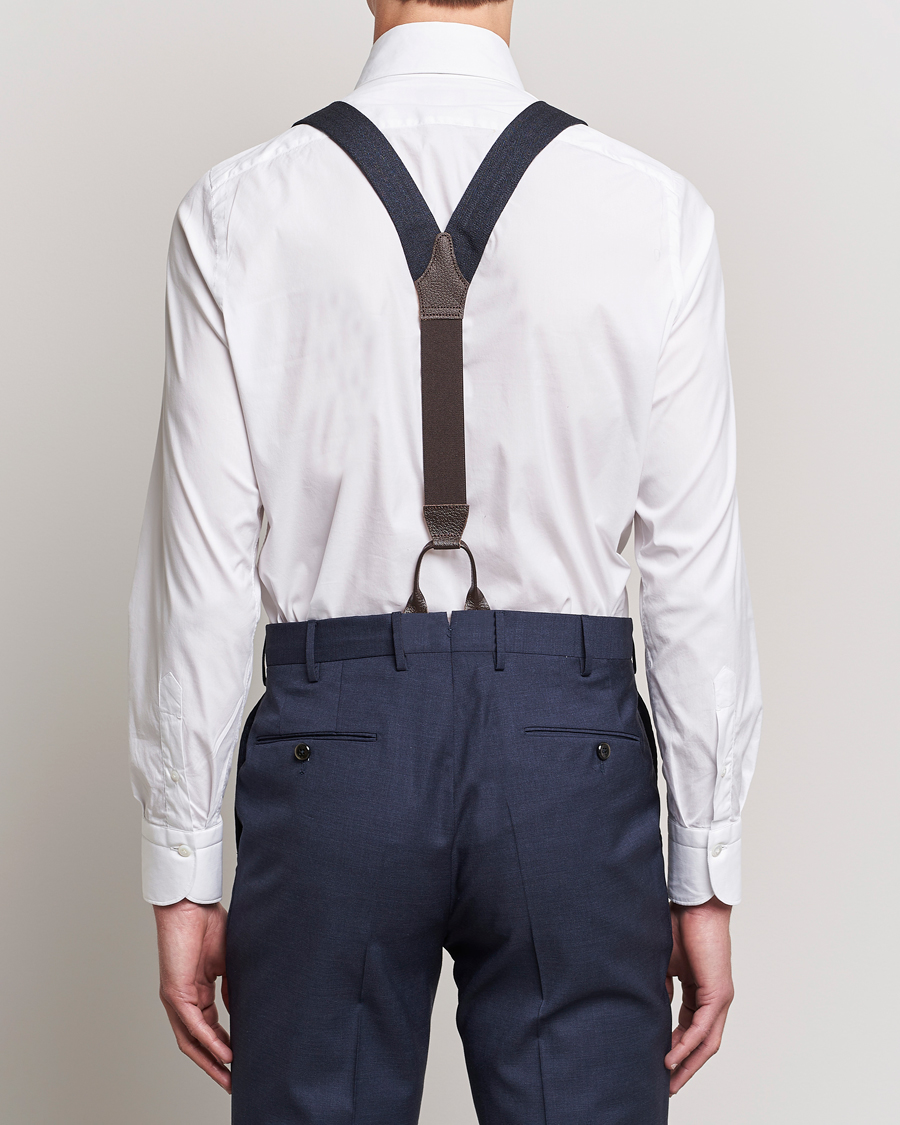 Hombres | Tirantes | Albert Thurston | Herringbone Braces 40mm Dark Blue