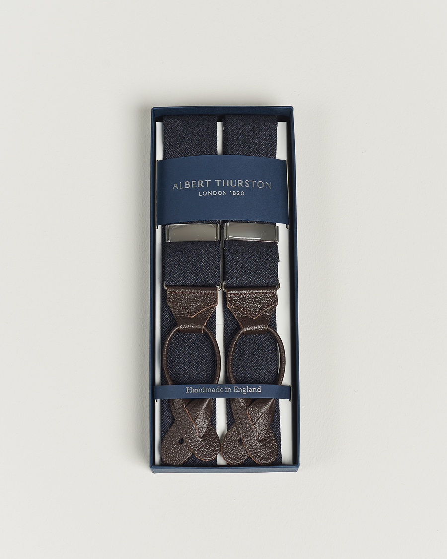 Hombres | Tirantes | Albert Thurston | Herringbone Braces 40mm Dark Blue