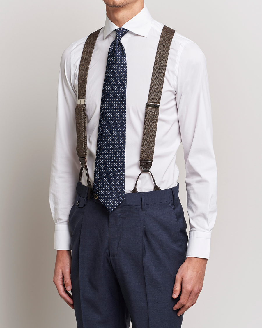 Hombres | Stylesegment formal | Albert Thurston | Donegal Tweed Braces 40mm Dark Brown 