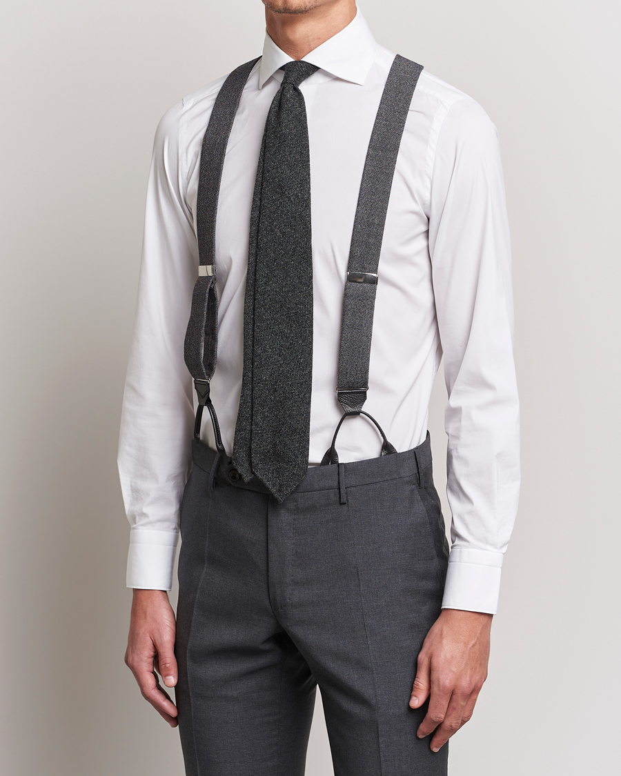 Hombres | Stylesegment formal | Albert Thurston | Donegal Tweed Braces 40mm Dark Grey 