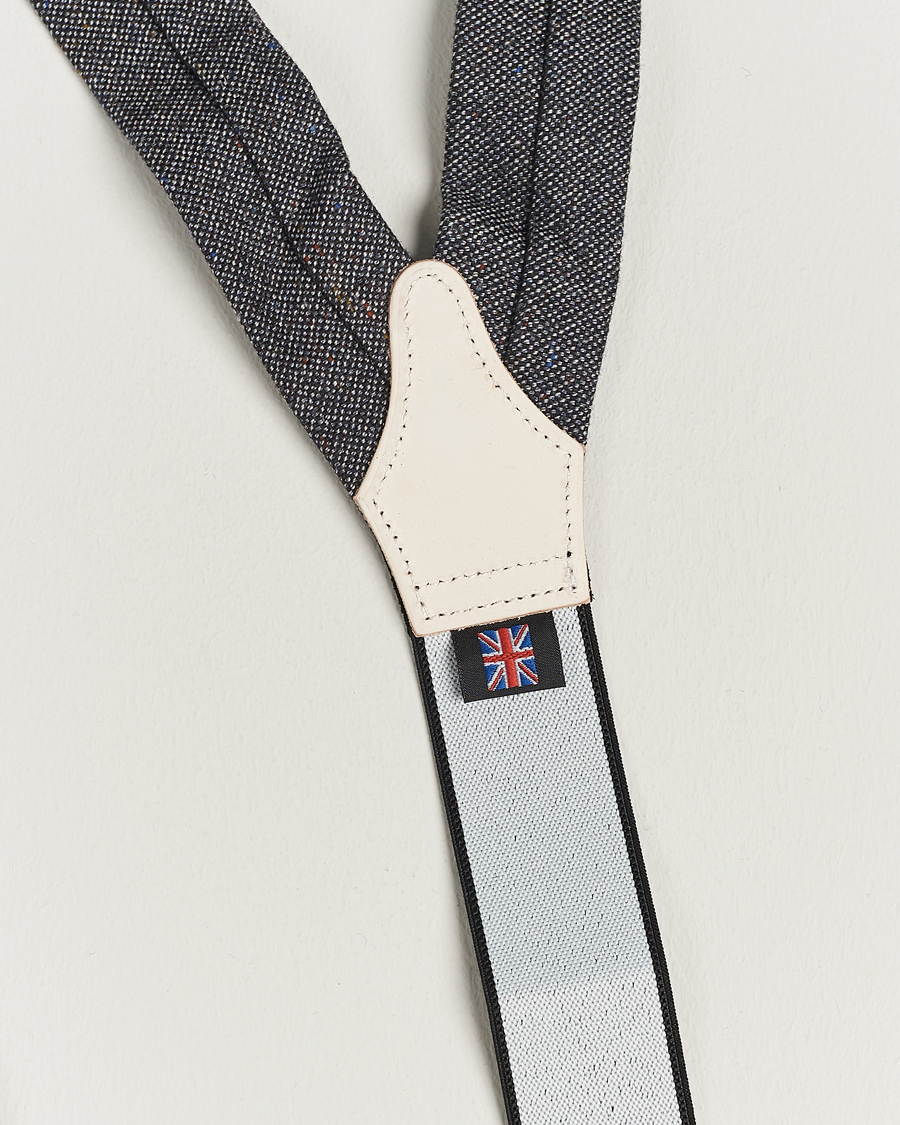 Hombres | Albert Thurston Donegal Tweed Braces 40mm Dark Grey | Albert Thurston | Donegal Tweed Braces 40mm Dark Grey