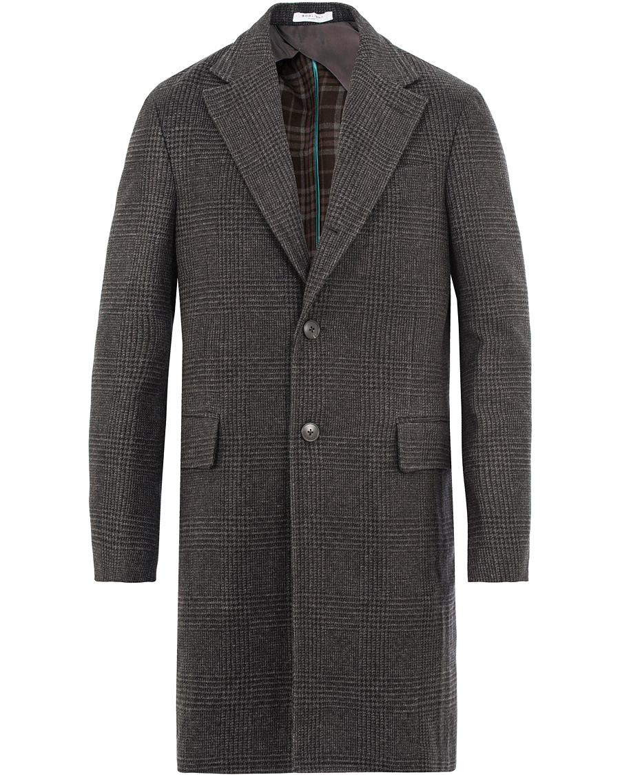 Hombres | Abrigos y chaquetas | Boglioli | Glen Plaid Silk Coat Dark Grey