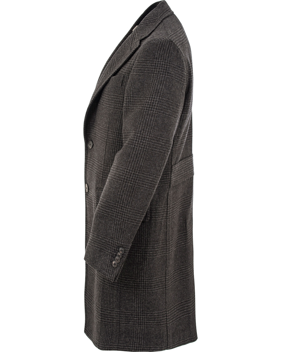 Hombres | Abrigos y chaquetas | Boglioli | Glen Plaid Silk Coat Dark Grey