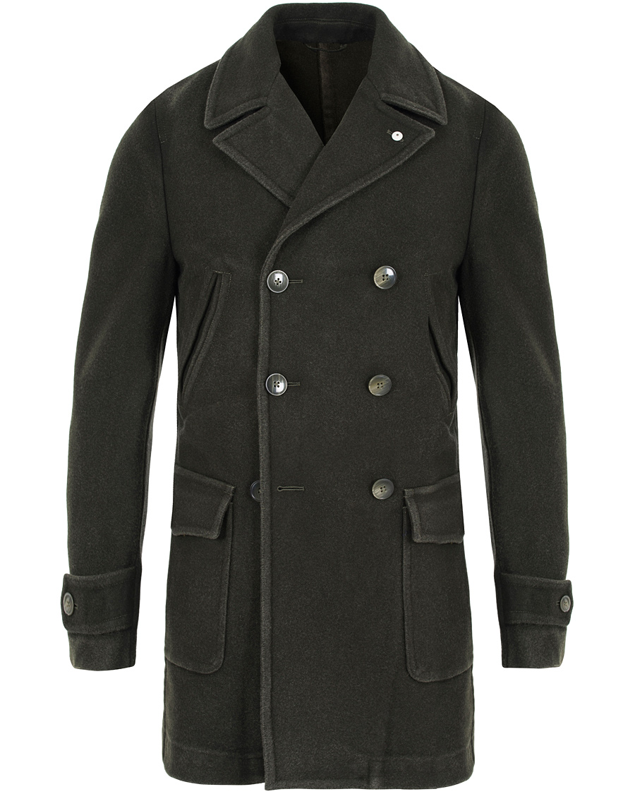 Hombres | Abrigos y chaquetas | L.B.M. 1911 | Wool Double Breasted Coat Dark Loden Green