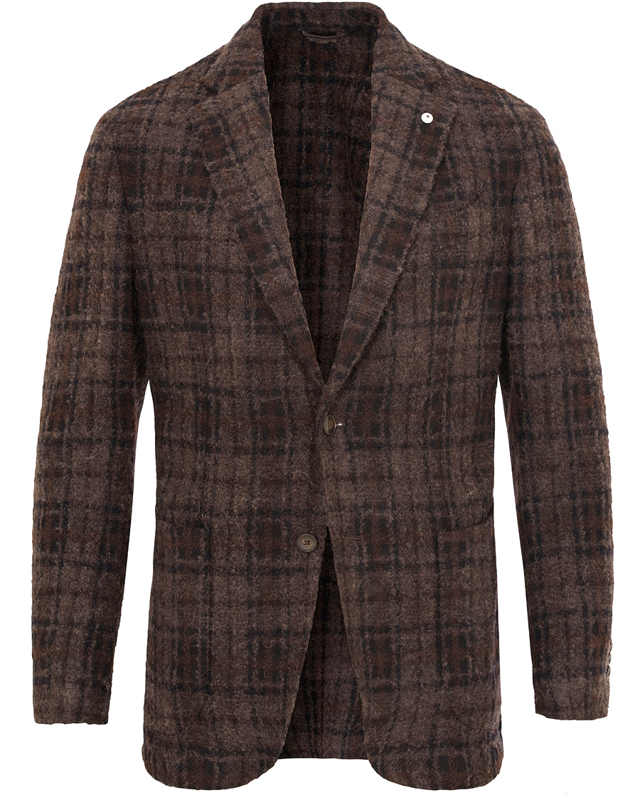 Hombres | Blazers | L.B.M. 1911 | Jack Regular Wool Bouclé Check Blazer Dark Brown