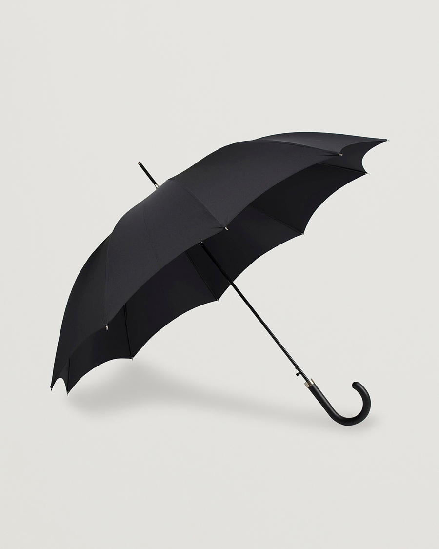 Hombres | Fox Umbrellas Hardwood Automatic Umbrella Black | Fox Umbrellas | Hardwood Automatic Umbrella Black