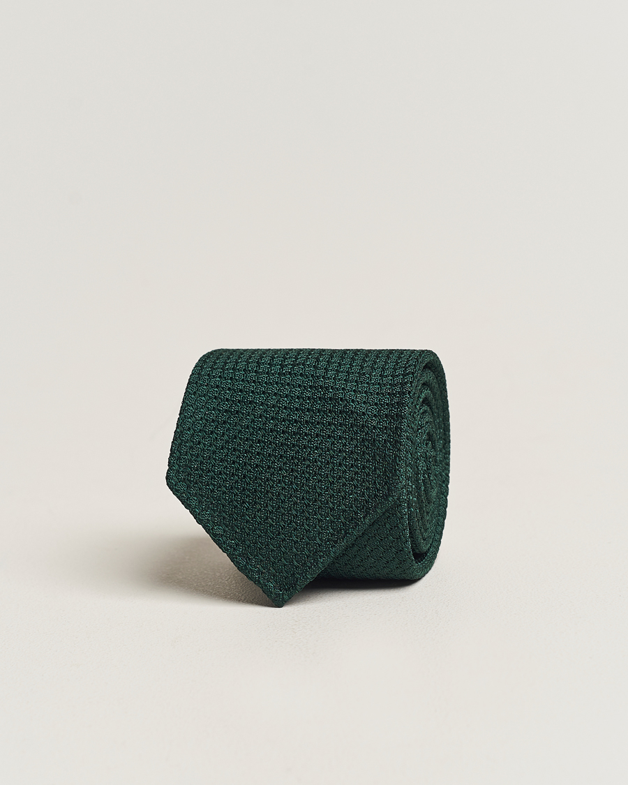 Hombres | Corbatas | Drake's | Large Knot Handrolled Grenadine Silk Tie Green
