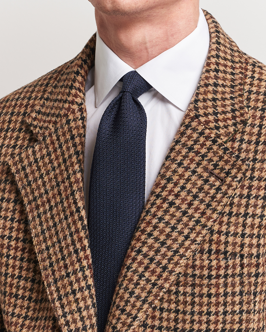 Hombres | Corbatas | Drake's | Drake'sLarge Knot Handrolled Grenadine Silk TieNavy