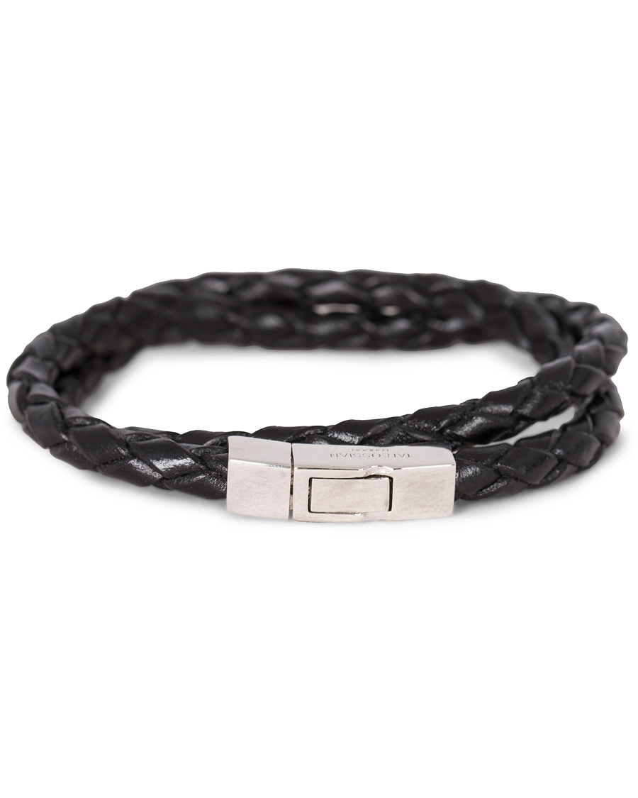 Hombres | Tateossian Scoubidou Double Leather Bracelet Black | Tateossian | Scoubidou Double Leather Bracelet Black
