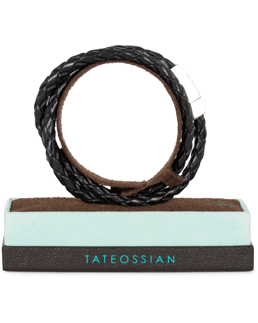 Hombres | Tateossian Scoubidou Double Leather Bracelet Black | Tateossian | Scoubidou Double Leather Bracelet Black