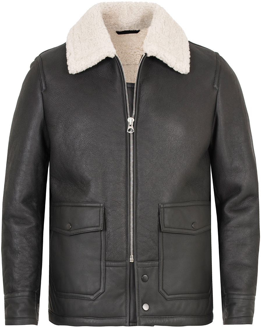 Hombres | Abrigos y chaquetas | GANT Rugger | The Shearling Aviator Jacket Black