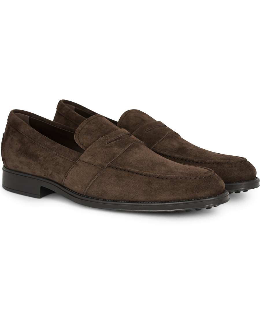 Hombres | Tod's Mocassino Penny Loafer Dark Brown Suede | Tod's | Mocassino Penny Loafer Dark Brown Suede