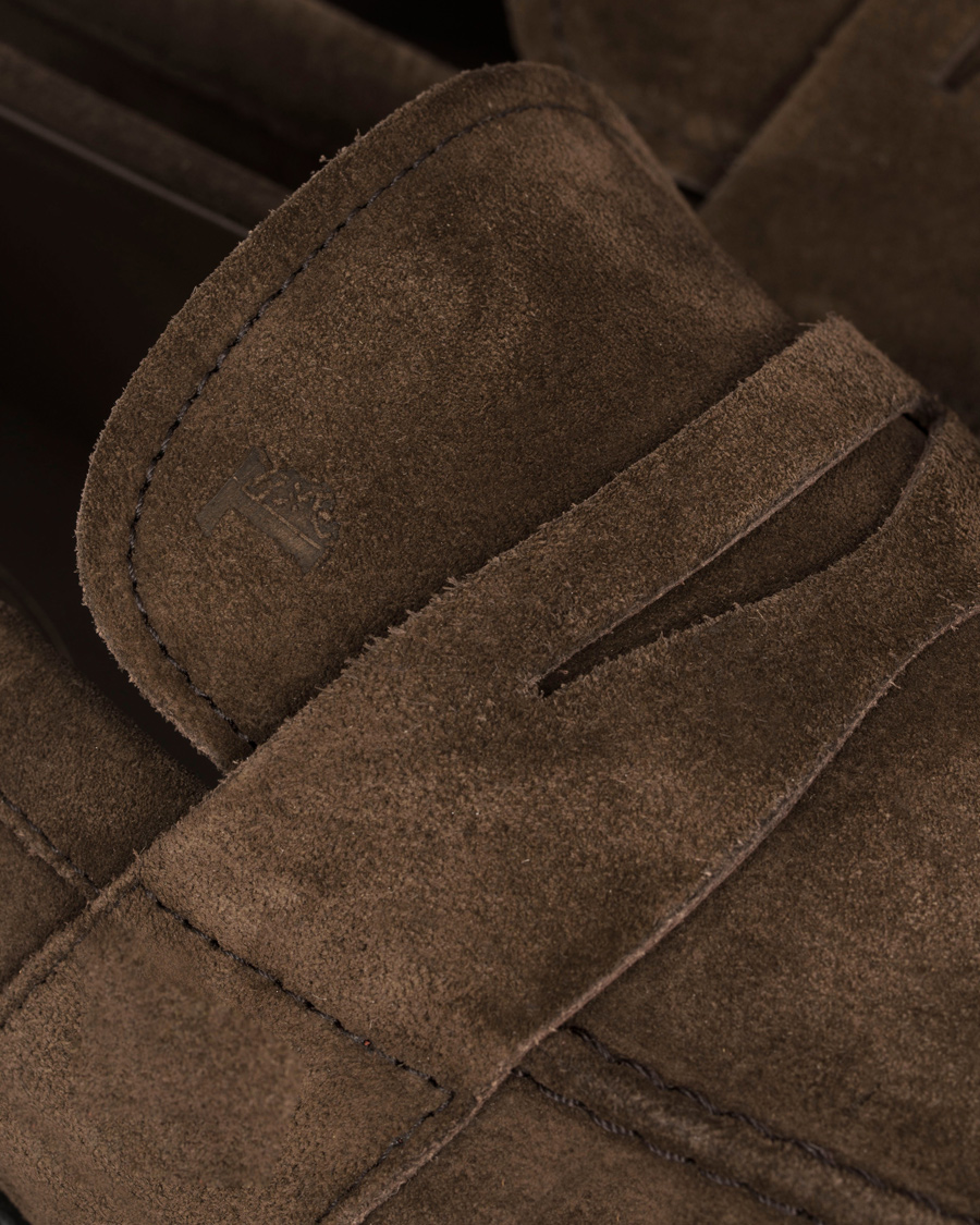 Hombres | Tod's Mocassino Penny Loafer Dark Brown Suede | Tod's | Mocassino Penny Loafer Dark Brown Suede