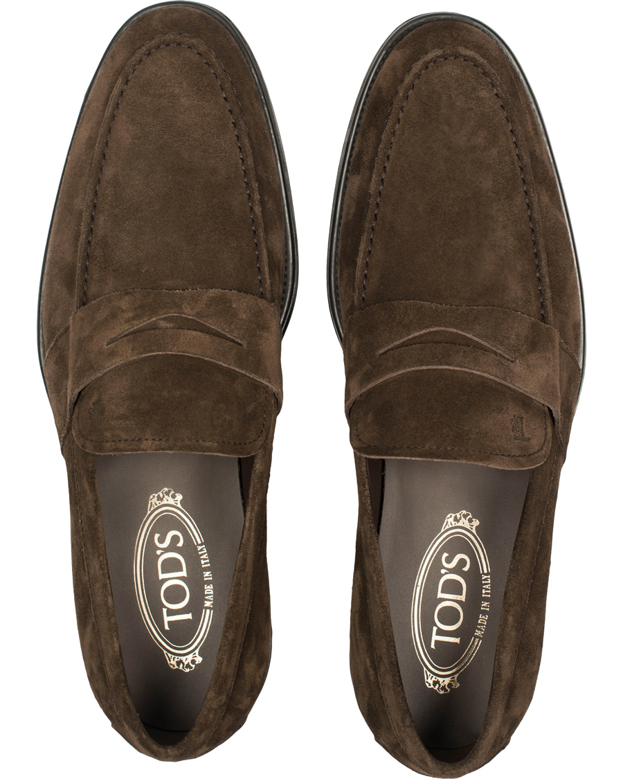 Hombres | Tod's Mocassino Penny Loafer Dark Brown Suede | Tod's | Mocassino Penny Loafer Dark Brown Suede
