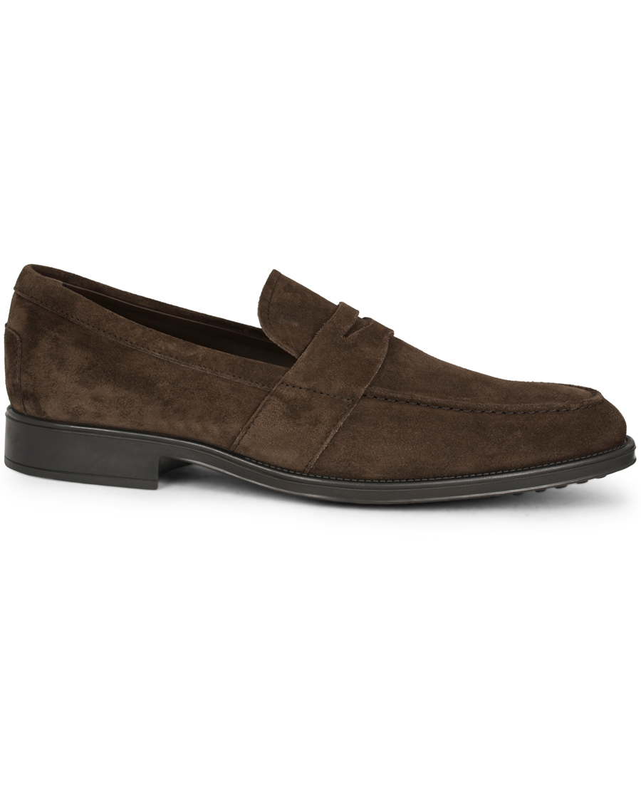 Hombres | Tod's Mocassino Penny Loafer Dark Brown Suede | Tod's | Mocassino Penny Loafer Dark Brown Suede