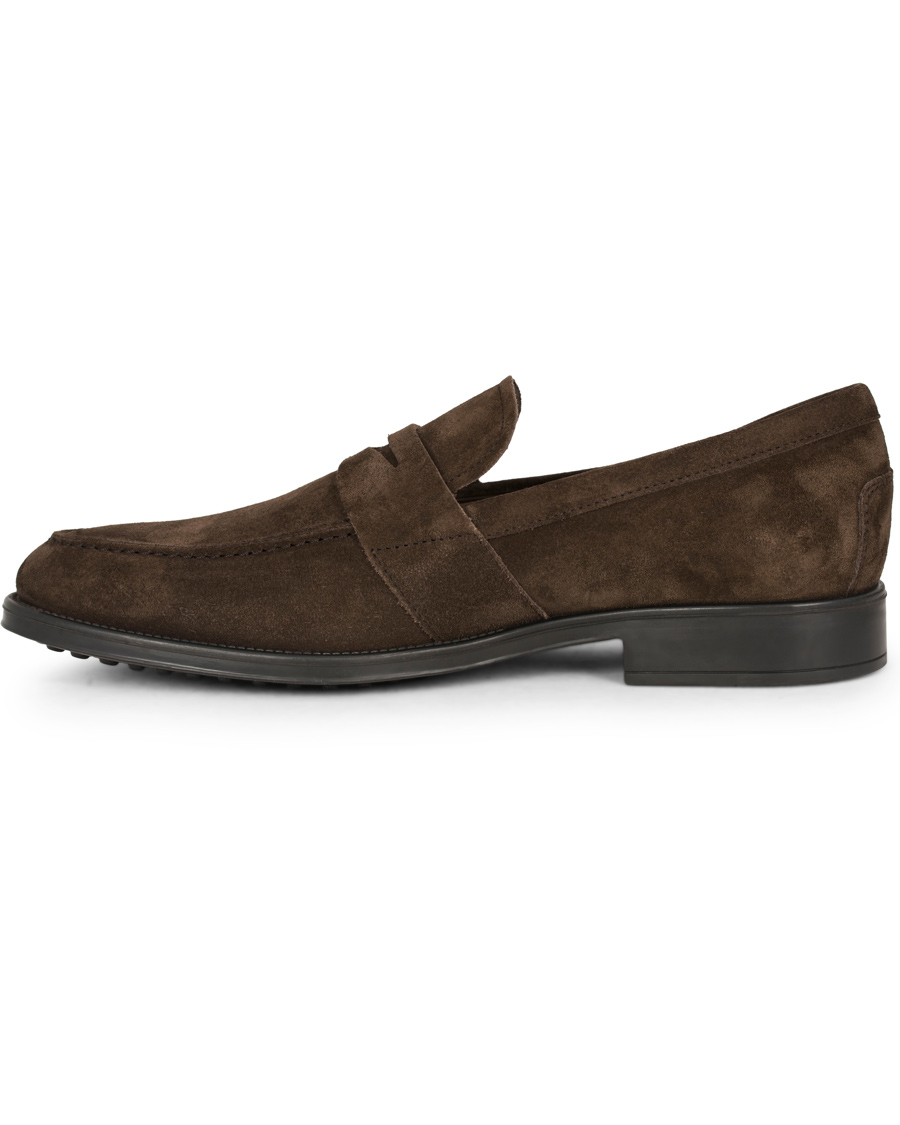 Hombres | Tod's Mocassino Penny Loafer Dark Brown Suede | Tod's | Mocassino Penny Loafer Dark Brown Suede