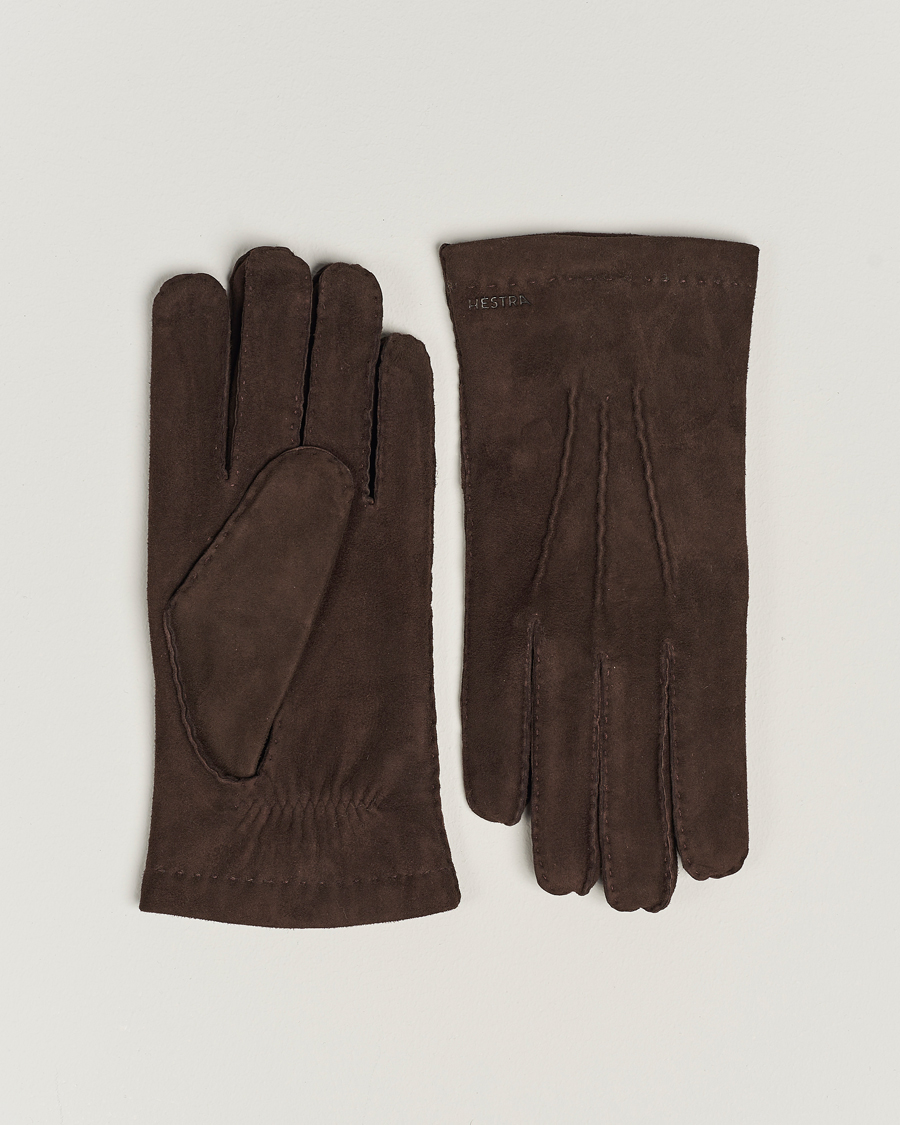 Hombres | Guantes | Hestra | Arthur Wool Lined Suede Glove Espresso