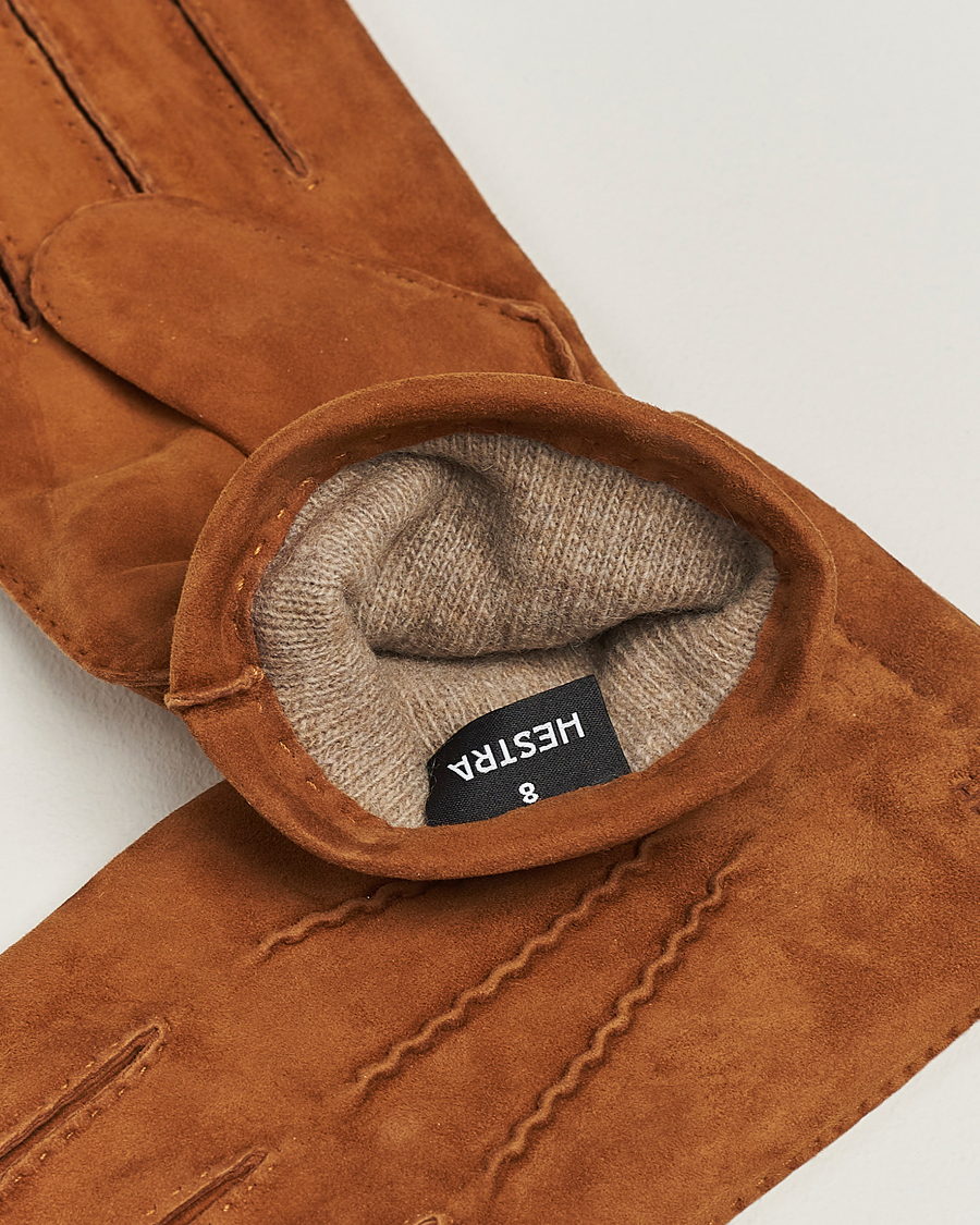 Hombres | Hestra Arthur Wool Lined Suede Glove Cognac | Hestra | Arthur Wool Lined Suede Glove Cognac