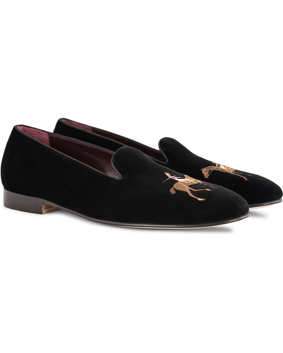 Hombres | Ralph Lauren Purple Label Collis Novelty Slippers Floral Jacquard Black | Ralph Lauren Purple Label | Collis Novelty Slippers Floral Jacquard Black