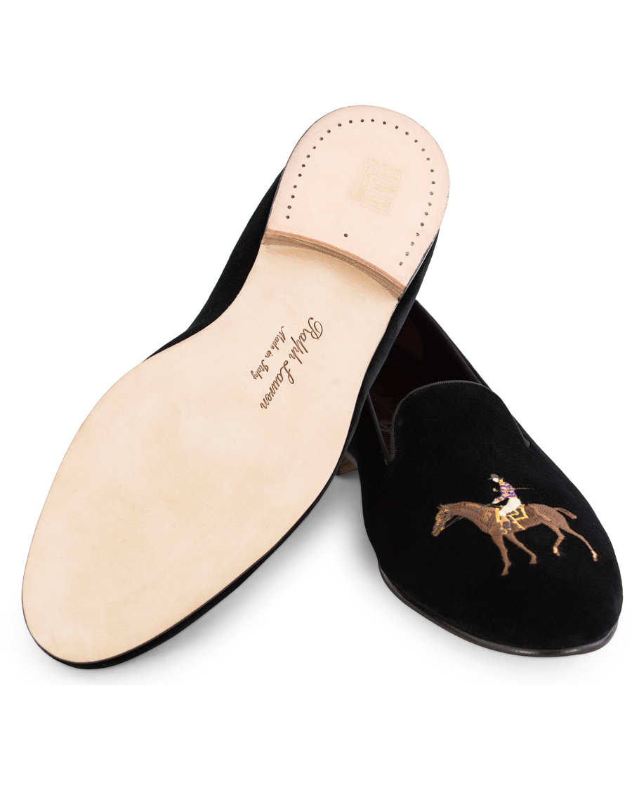 Hombres | Ralph Lauren Purple Label Collis Novelty Slippers Floral Jacquard Black | Ralph Lauren Purple Label | Collis Novelty Slippers Floral Jacquard Black