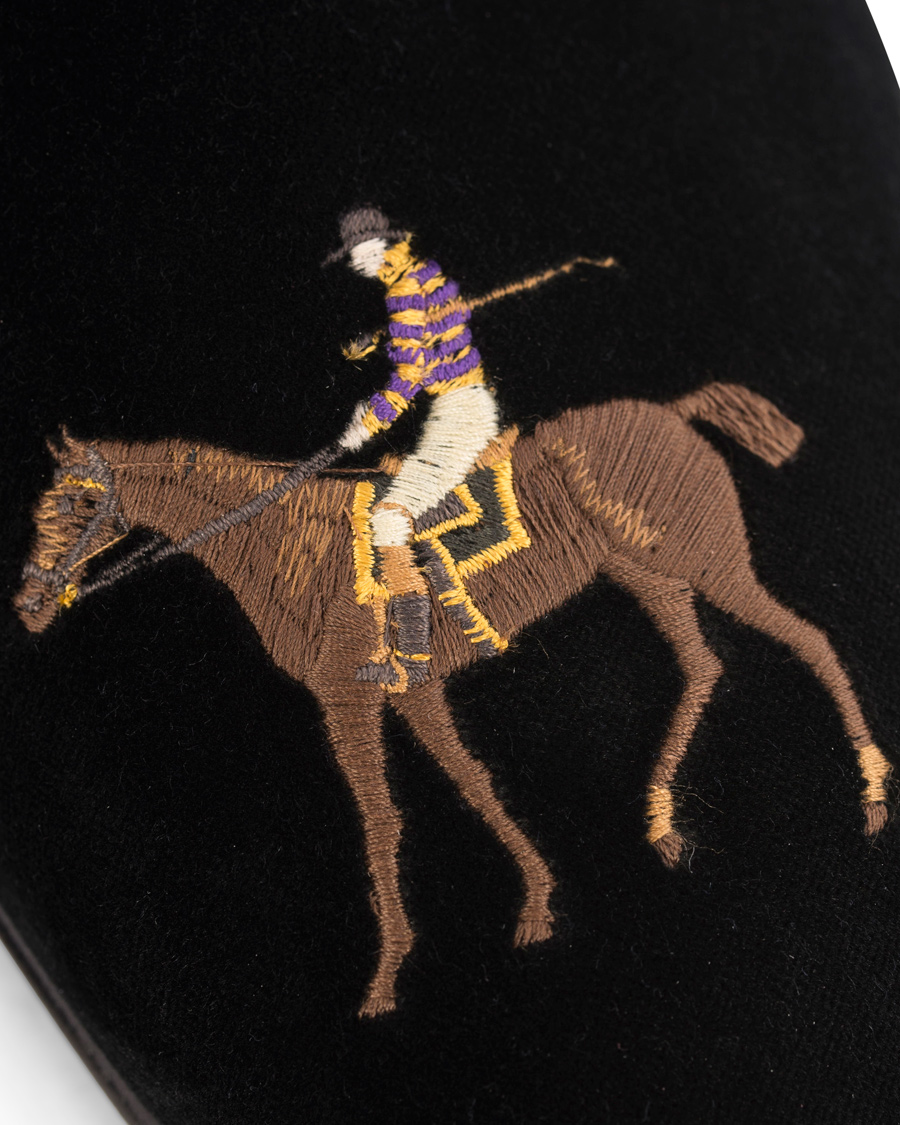 Hombres | Ralph Lauren Purple Label Collis Novelty Slippers Floral Jacquard Black | Ralph Lauren Purple Label | Collis Novelty Slippers Floral Jacquard Black