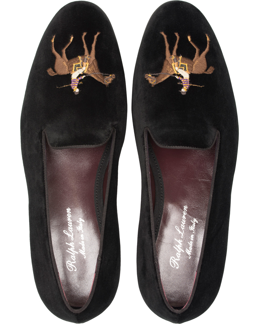 Hombres | Ralph Lauren Purple Label Collis Novelty Slippers Floral Jacquard Black | Ralph Lauren Purple Label | Collis Novelty Slippers Floral Jacquard Black