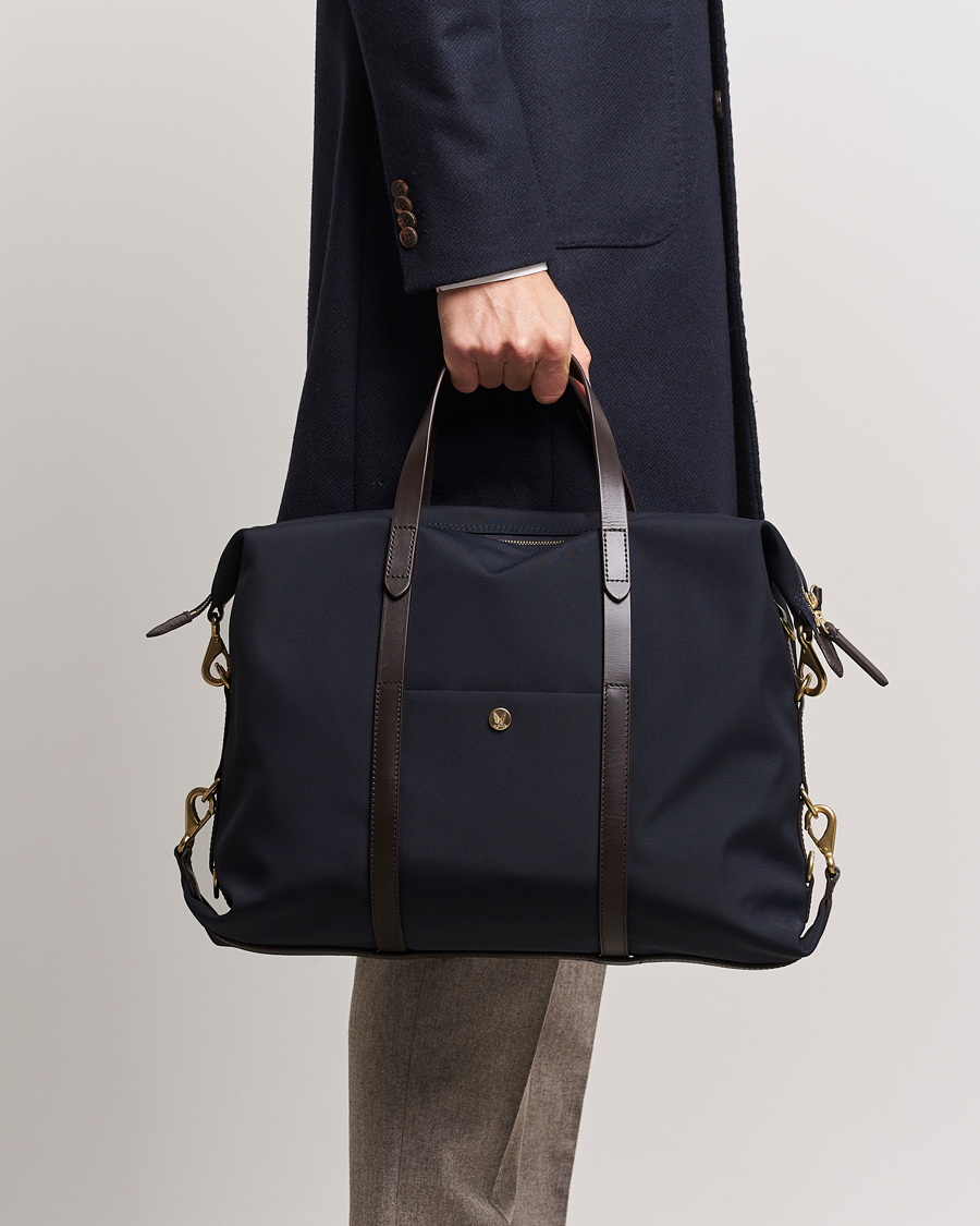 Men | Weekend Bags | Mismo | M/S Utility Nylon Duffle Bag Navy/Dark Brown