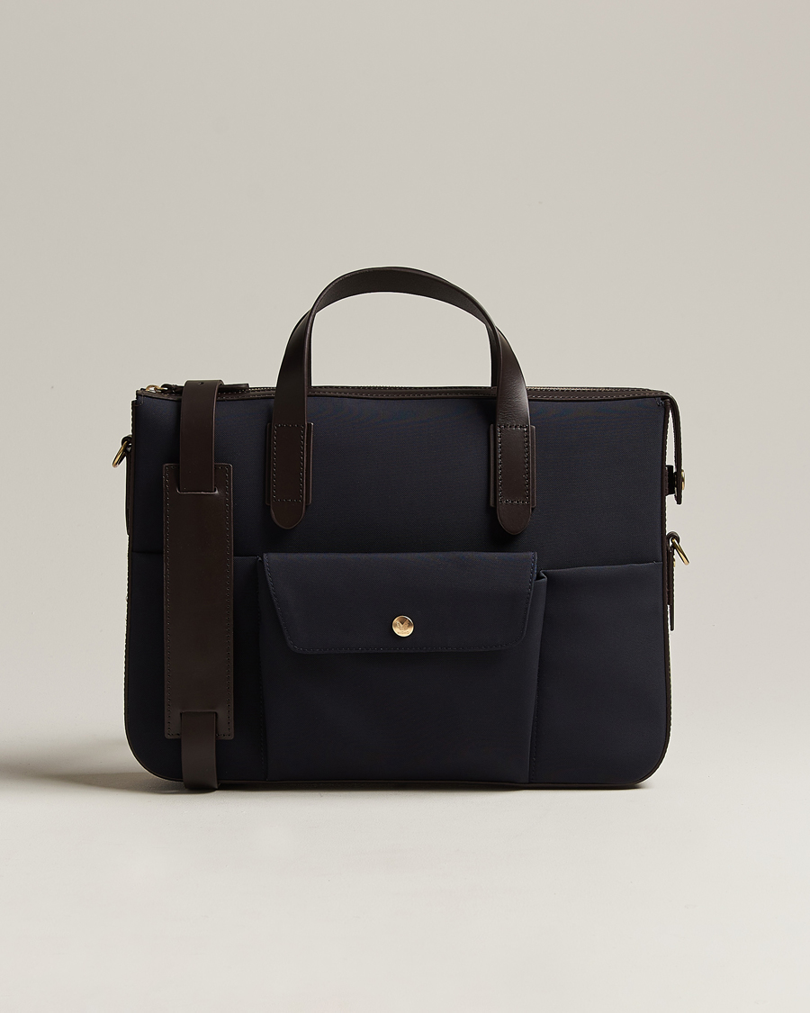 Hombres | Mismo M/S Canvas Briefcase Navy/Dark Brown | Mismo | M/S Canvas Briefcase Navy/Dark Brown