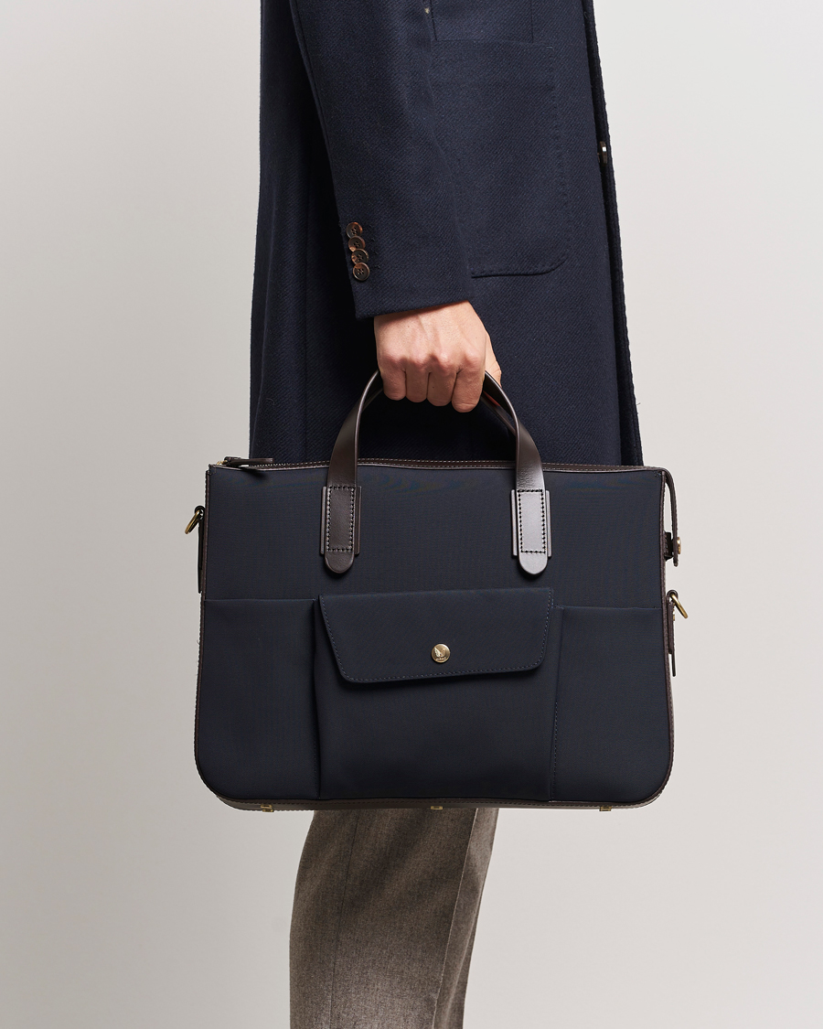Hombres | Mismo M/S Canvas Briefcase Navy/Dark Brown | Mismo | M/S Canvas Briefcase Navy/Dark Brown