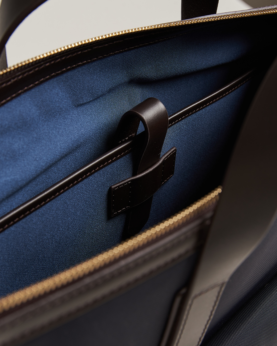 Hombres | Mismo M/S Canvas Briefcase Navy/Dark Brown | Mismo | M/S Canvas Briefcase Navy/Dark Brown