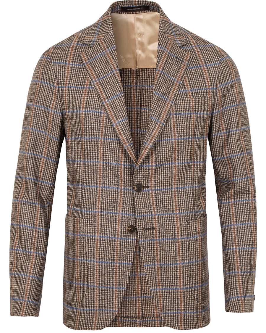 Hombres | Blazers | Oscar Jacobson | Epic Check Fratelli Tallia Di Delfino Blazer Brown