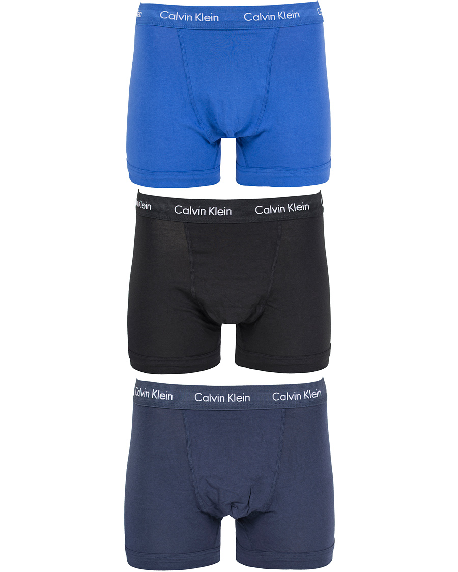 Hombres | Ropa interior y calcetines | Calvin Klein | Cotton Stretch Long Leg Trunk 3-pack Blue/Black/Cobolt