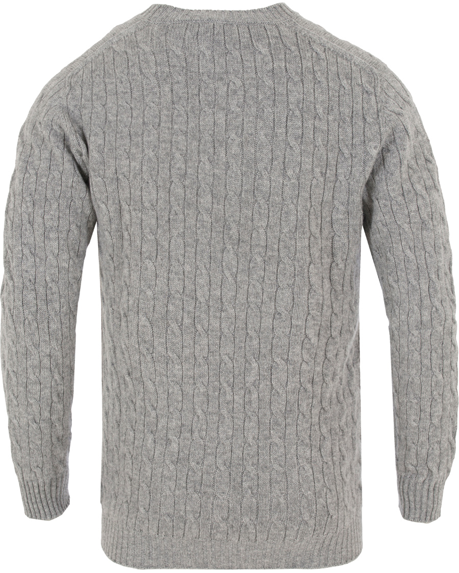 Hombres | Jerséis y prendas de punto | Johnstons of Elgin | Cashmere Cable Crew Neck Light Grey