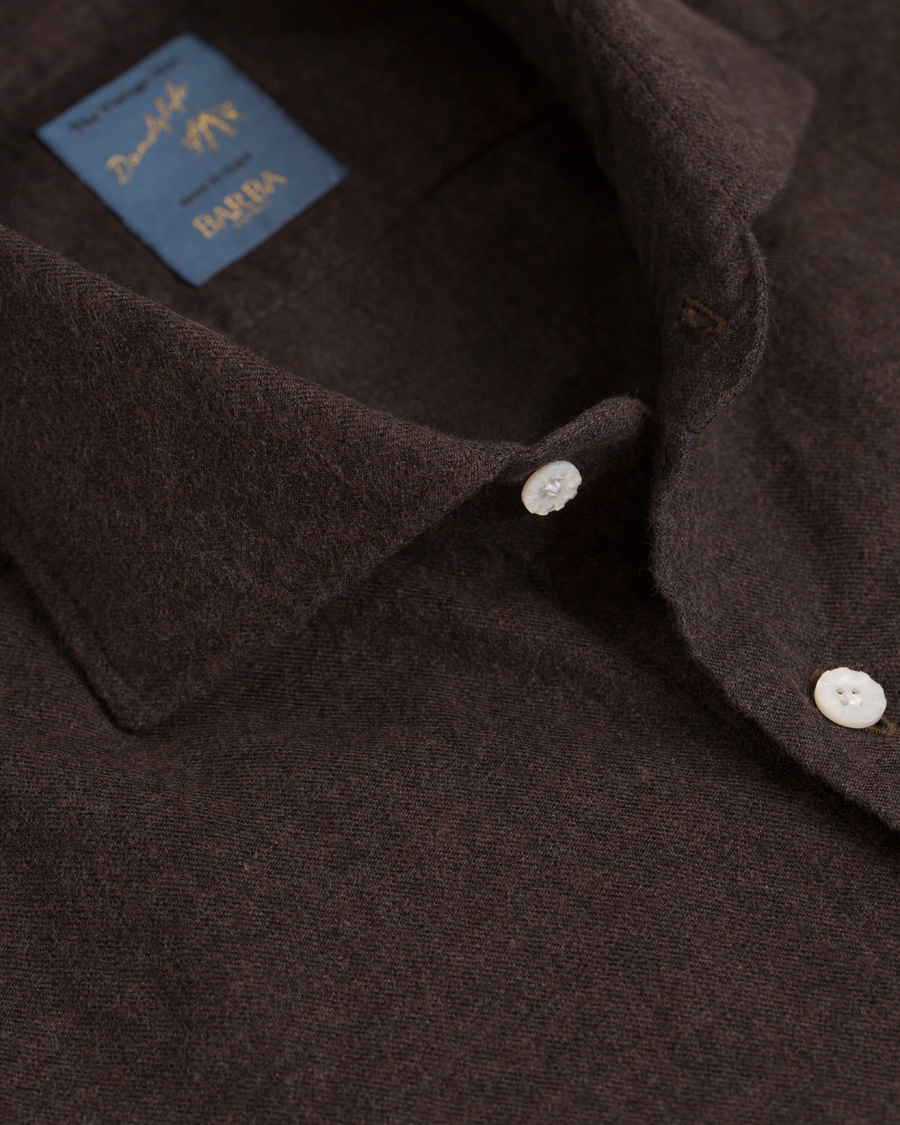 Hombres | Camisas | Barba Napoli | Dandylife Flannel Slim Fit Shirt Brown