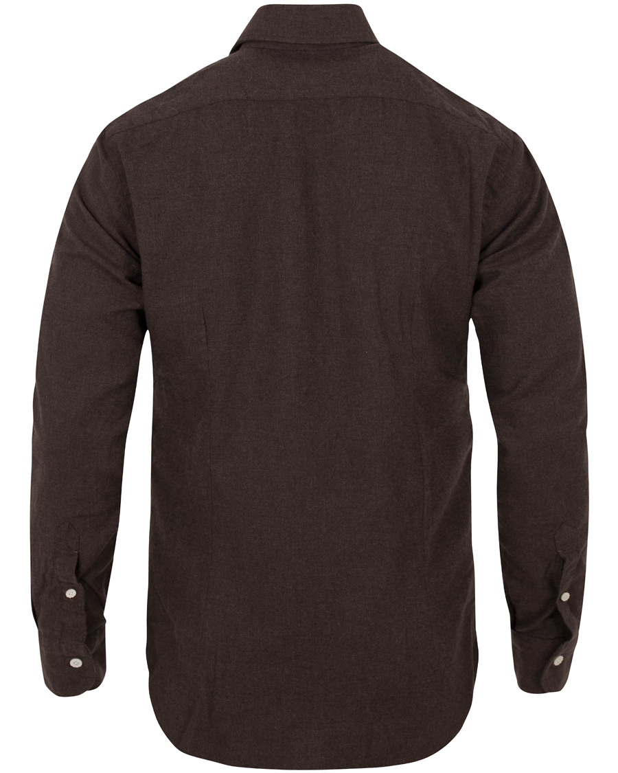 Hombres | Camisas | Barba Napoli | Dandylife Flannel Slim Fit Shirt Brown